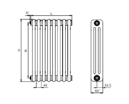 Стальной трубчатый радиатор RIFAR TUBOG TUB 3057-18-AN (Антрацит)