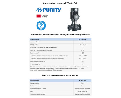 Циркуляционный насос In-Line PURITY PTD 40-18/2