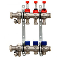 Коллекторная группа ELSEN, 1", 12 контуров, размер отвода-3/4", с вентилями и расходомерами, нержавеющая с