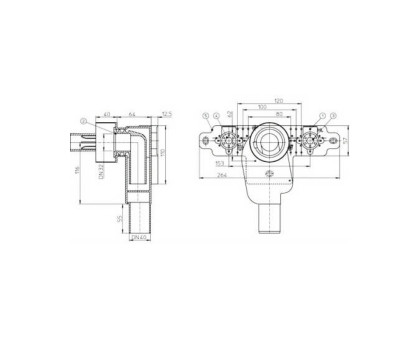 Встраиваемый сифон Hutterer & Lechner, с монтажной плитой и установочными уголками 1/2", DN 40