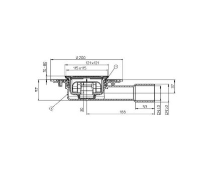 Трап Hutterer & Lechner с "сухим" сифоном, с решеткой HL3127, Клик-Клак с горизонтальным выпуском, DN 40/50